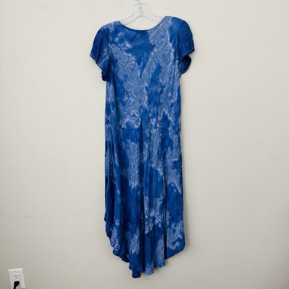 Advance Apparels Blue Tie Dye Short Sleeve Dress Women’s Free Size - Picture 5 of 6